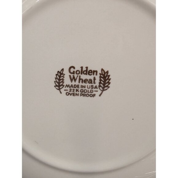 Vintage Golden Wheat Made in USA 22K Gold 6 Inch Dessert Side Plate Lot of 3 - Picture 6 of 6